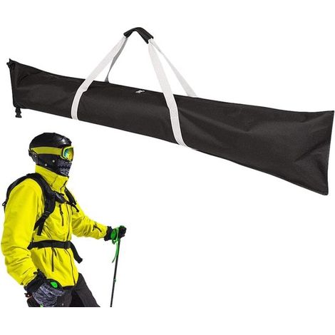 Housse de ski imperméable – 185x33 cm – Sac de protection pour skis et snowboard – Double compartiment – Noir – Équipement de sports d'hiver
