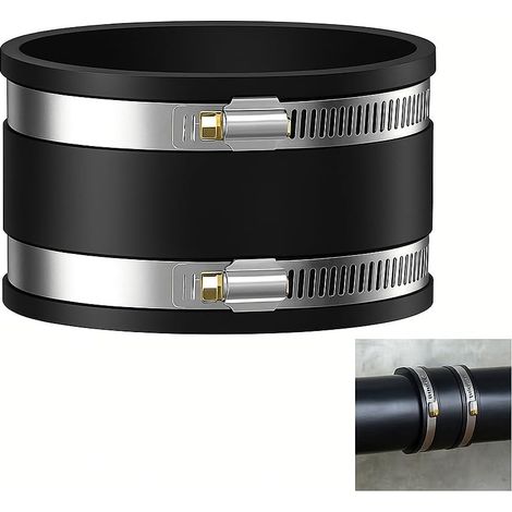 Manchon flexible en caoutchouc 100 mm avec colliers de serrage en acier inoxydable pour ventilateur de tuyau, manchon en caoutchouc flexible pour PVC et acier inoxydable (1/5)