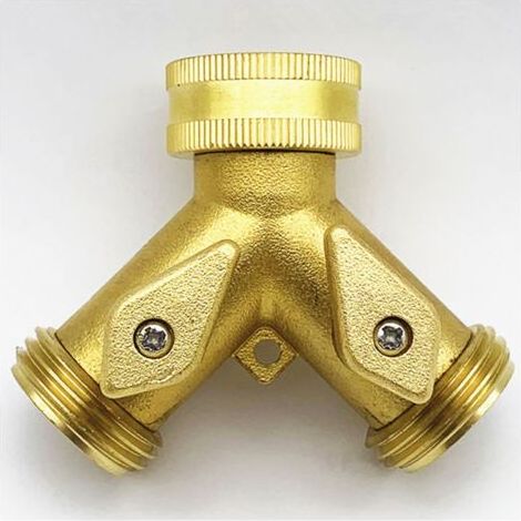2-Voies Y-Distributeur Raccord Y 3/4 Laiton Distributeur Pouces avec rondelle Robinets Raccord en Y Adaptateur Tuyau Arrosage pour Maison et le Jardin (1/5)