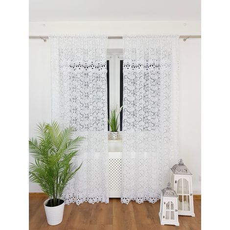 Tenda pronta all'uso 145x250 cm con ricamo 3D e pizzo guipure (1/5)