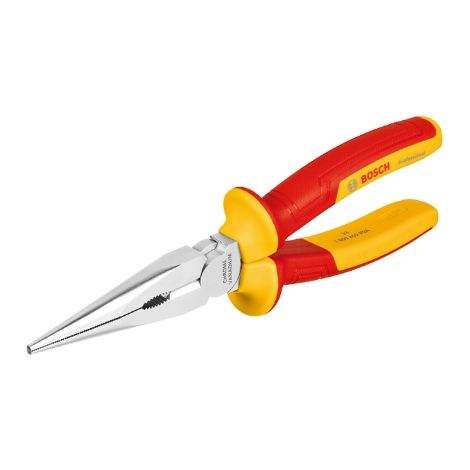 Bosch Professional alicate recto de punta larga aislado VDE de 200 mm (certificado hasta 1000 V, aislado con poliuretanos termoplásticos (TPU))