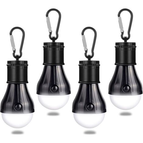 Lampe de camping avec mousqueton - Lampe de tente - Lampe LED pour tente - Idéale pour les voyages, le vélo, la randonnée, la maison et la pêche - Noire (1/5)