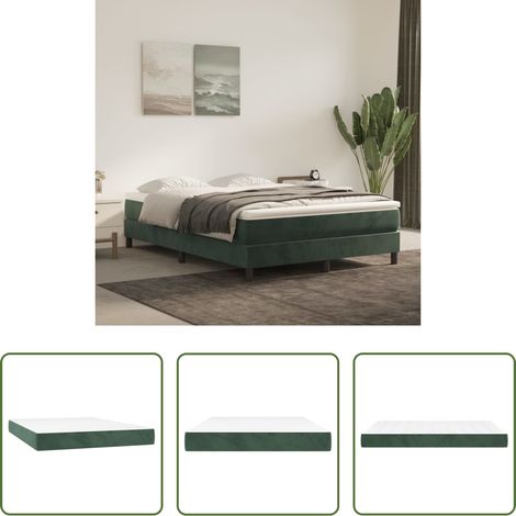 Sommeil confortable -  Matelas de lit à ressorts ensachés fermeté moyenne Vert foncé 140x190x20 cm (1/5)