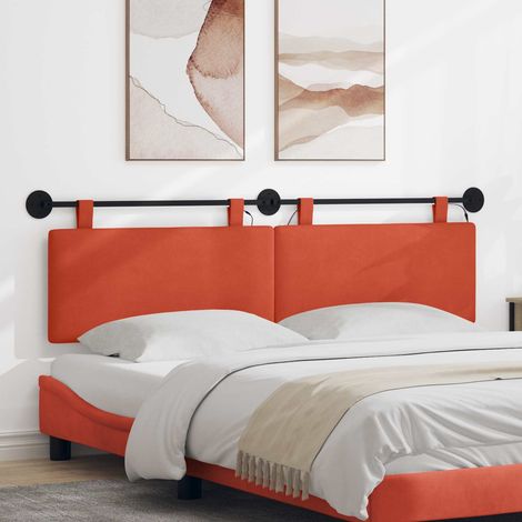 Cabecero colgante Con luz LED Rojo Naranja Tela de Pana