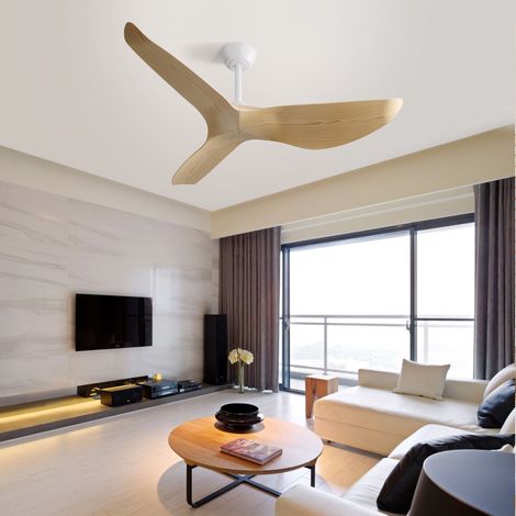 Ventilador de techo de 52" (132 cm) con 3 aspas de ABS - Motor DC reversible de 6 velocidades - Control remoto - Blanco (1/5)