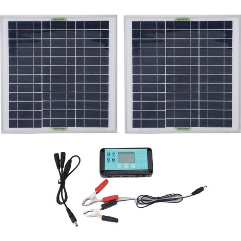 Kit De Panneaux Solaires 2x100W, panneaux à cadre en aluminium et contrôleur de Charge avec Ports USB Type C DC pour camping-car, voiture, bateau, remorque (1/5)