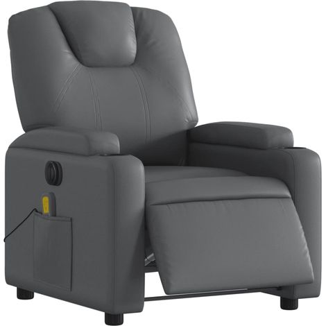 vidaXL Poltrona Massaggiante Elettrica Reclinabile Grigio Similpelle