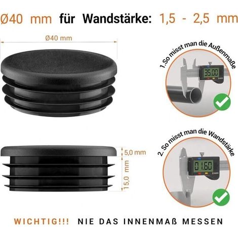 Bouchon de tube rond 40mm – Lot de 4 pièces – En polyéthylène résistant aux UV – Protection des sols contre les rayures (1/5)