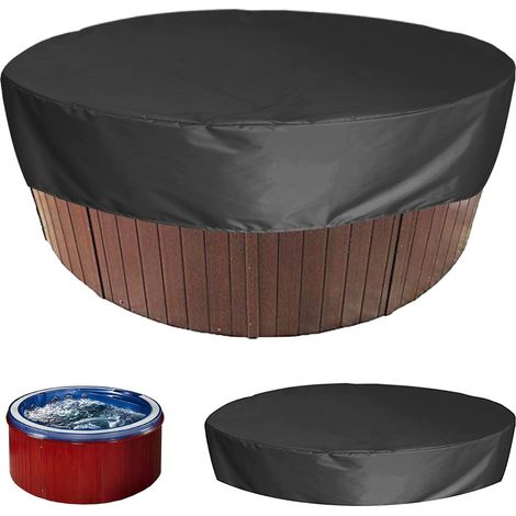 Runde Schutzhülle für Whirlpools im Freien, wasserdicht, staubdicht und UV-beständig, schwarz, 190 x 30 cm (1/5)