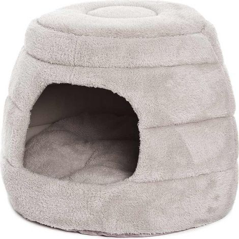 Grigio - Cuccia tana morbidosa in pile per cani e gatti (1/2)