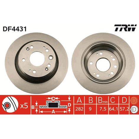 DISQUE DE FREIN ARRIÈRE DF4431 TRW