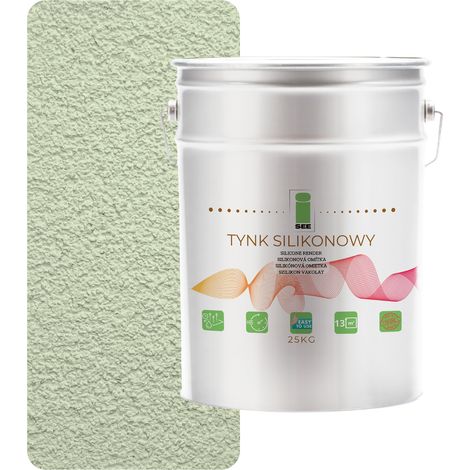 Enduit silicone pour façades, vert pistache clair, 1,5 mm, qualité supérieure, 25 kg (1/5)