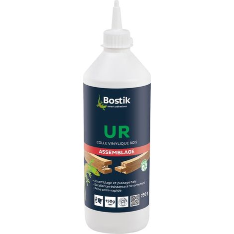 Bostik – Colle vinylique ultra rapide 750 g – Pour assemblage bois dur et placages – Temps ouvert 4-8 min – Pressage 5-10 min à 20°C