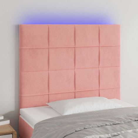 Tête de lit LED rose réglable en hauteur en velours 80 x 5 x 118/128 cm - PANGIVO (1/5)