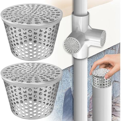 2 x Stainless Steel Gutter Filters, Gutter Screen, Gutter Protection, Gutter for Flat Roof Drain, for Swimming Pool, Roof, Garden (1/5)