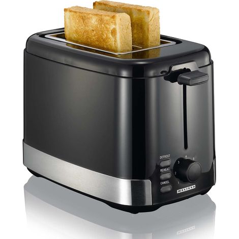 Tostapane a 2 fette, 800 W, nero/acciaio inossidabile, scalda panini