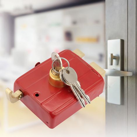 Serrure de sécurité renforcée avec pêne dormant et clés pour porte d'entrée, rouge