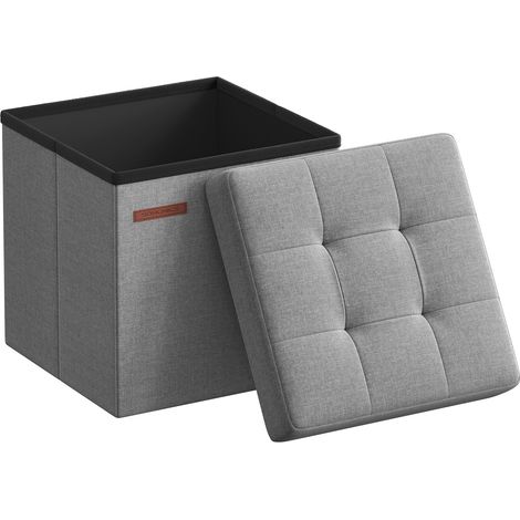 Banc de Rangement Pliable de 110 cm, Coffre de Rangement, Tabouret Repose-Pieds, Pouf de Chambre, Gris Cendré (1/5)