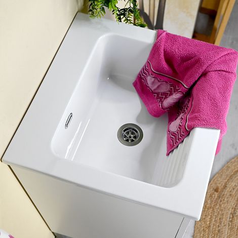 Mobile lavatoio in ceramica 50x50 DOMINA Bianco Cerato Antigraffio