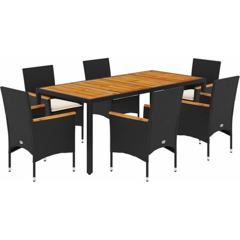 Maison Exclusive - Set de comedor jardín 7 pzas con cojines ratán (1/5)