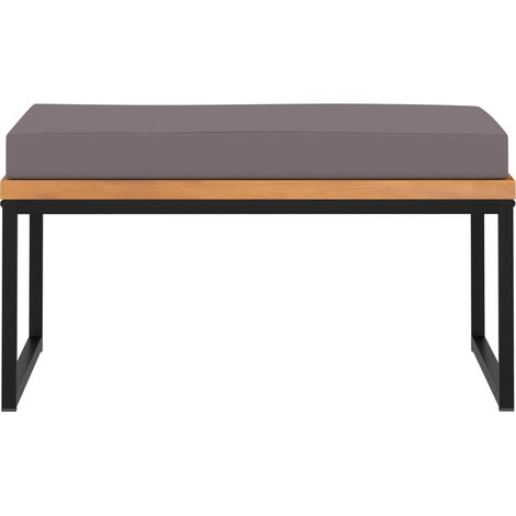Repose-pied，Tabouret de pied，Pouf avec coussin 66x66x36 cm Bois d'acacia Gris foncé CFW7168 (1/5)