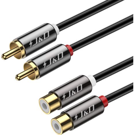 Cinch RCA Câble de Rallonge Câble, audio stéréo 2RCA mâle vers 2RCA femelle en cuivre plaqué or, Par 3 Feet (1/5)