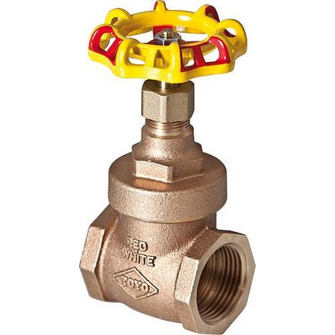 Vanne a passage direct rouge-jaune en bronze 3/8 sans vidange PN 20 avec volant (1/2)
