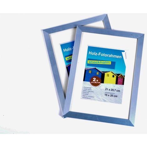 Holz-Fotorahmen 21x29,7cm 2er Pack Fotos Photo Rahmen Dekoration Haushalt wohnen - silber