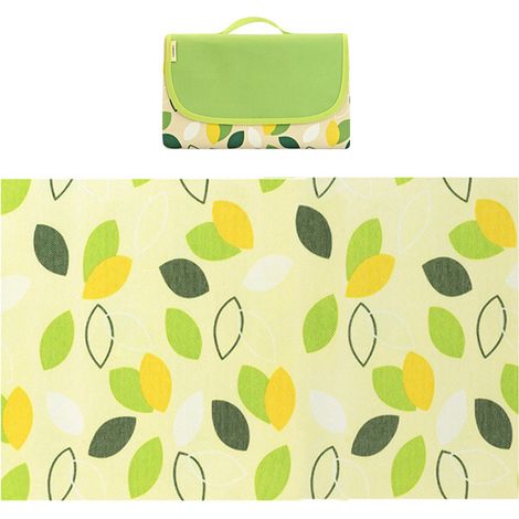 Couverture de pique 200 x 200cm imperméable, Tapis de pique-nique lavable et léger avec poignée, Pour randonnée, voyage, camping, parcs (Feuille) (1/5)