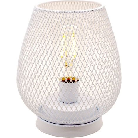 Lampe de table décorative en forme de cage à oiseaux, veilleuse en fer forgé, lampe de table décorative romantique, lampe d'ambiance décorative (blanche) (1 pièce) (1/5)