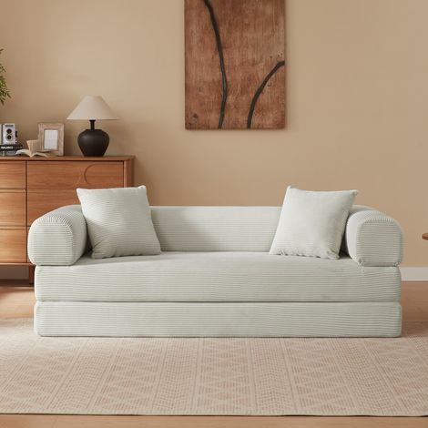 Canapé désossé convertible lit canapé-lit pliable sol tatami salon chambre 195x89x59cm design modulable pratique - Beige (1/5)