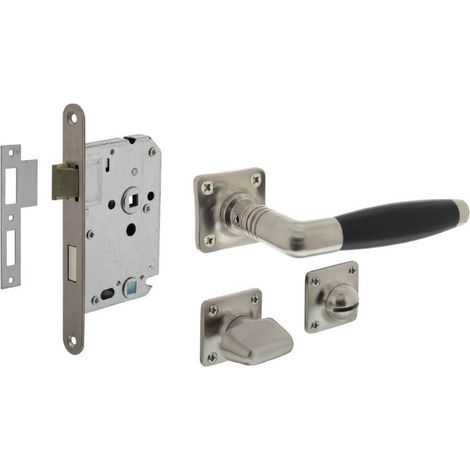 Jeu complet de poignées de porte Ton Basic Toilette en nickel mat - 0019.023799