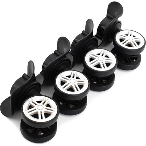 Set mit 4 universellen Ersatz-Kofferrollen, schwarze Schwenkrollen für Reisekoffer, Kofferzubehör (12 × 5,5 cm)