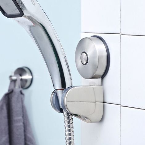 Support de douche à ventouse en Inox Sans Percage Mural Support Pommeau Douchette réglable pour salle de bain Ventouse Support Douchette 4 Angle régl (1/3)