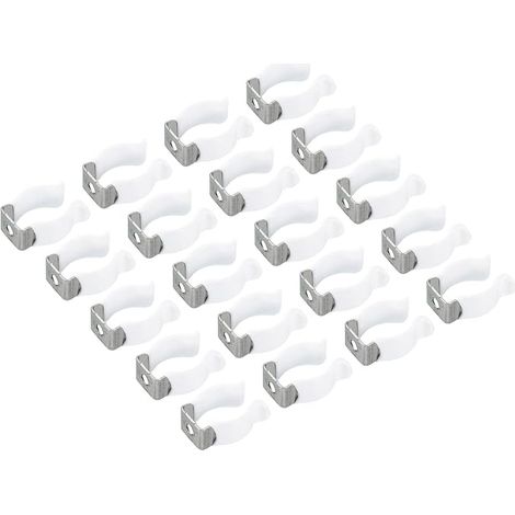 U Clips Support Console pour LED Lumière Ampoule Montage Console Support Inox Acier Fluorescent Tube Support Tuyau Pinces, Blanc Paquet de 20 (1/5)