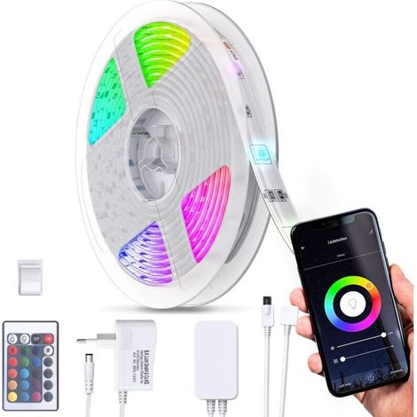 Ruban LED RGB smart 5m WiFi avec contrôle via app et voix télécommande auto-adhésif 150 LED lumière colorée pour salon chambre gaming (1/5)