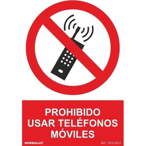 Señal de prohibido usar teléfonos móviles, con tintas UV SEKURECO                         100 x 150 mm                          ADHESIVOS DE VINILO (1/2)