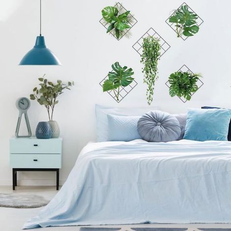 3D Stickers Muraux Plantes Vertes Set - 3D Autocollant Mural Plantes Vertes - Décoration Murale pour Salon Chambre Cuisine (1/4)