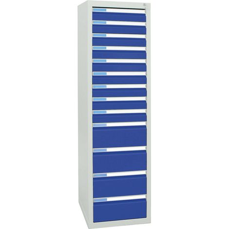 Stumpf Schubladenschrank Serie ESTA, 13 Schubladen enzianblau (9x100, 4x200mm) (1/2)