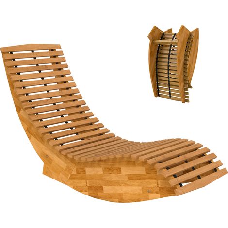Chaise longue en bois d'acacia, pliable et ergonomique, avec un design à lattes en forme de S, 60 x 156 x 77 cm pour rangement extérieur d'outils, accessoires de jardin et matériel d'entretien, str...