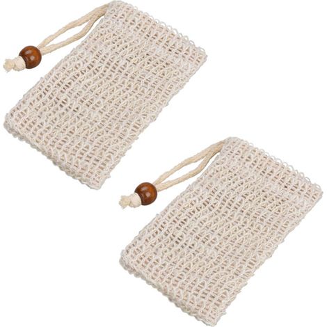Lot de 4 pochette maille lin pour savon, avec support étui, mousse et séchage rapide, accessoire salle de bain (1/5)