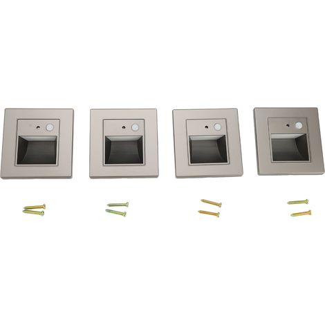 Ortviai Éclairage de Marche avec Capteur de Mouvement, 4 Pièces, Installation Encastrée, Gris, 110-240 V, Lumière Chaude 3000 K (1/5)