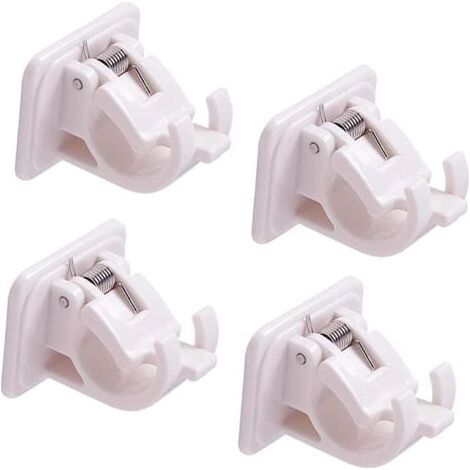 4Pcs Support de Tringle à Rideau Auto-Adhésif,Support Rideau Sans Percage,Attache Tringle Rideau Sans Percage,Attache Rideau Sans Percage pour Support Sans Perçage,ou Barres de Porte-Serviette (1/5)