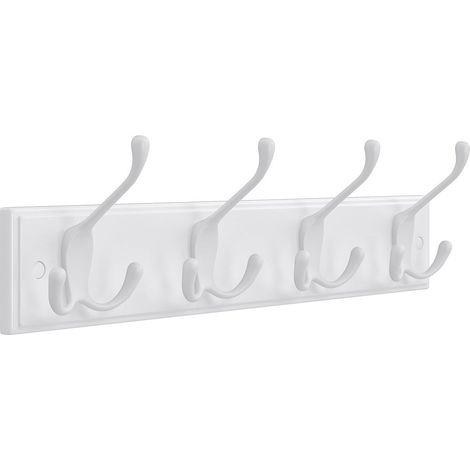 Perchero de pared perchero para ropa con 4 ganchos para sombreros bufandas paraguas llaves para entrada baño 40 cm blanco 120002688 (1/3)