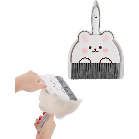 Mini-Besen- und Kehrschaufel-Set – 1-teilig – Weißer Kunststoff – Für Krümel- und Staubentfernung – Schreibtisch, Tastatur, Wohnzimmer – 23 x 18 cm (1/5)