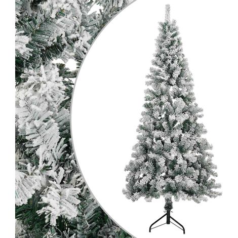 Árbol de Navidad artificial 180 cm PVC y Acero Verde y blanco vidaXL (1/5)