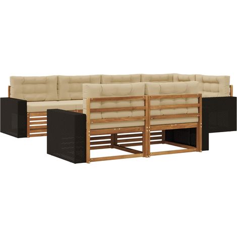 Ensemble de canapés d'extérieur 7 pc Naturel et Beige vidaXL (1/5)
