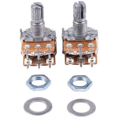 2 Pcs B50K 50K Ohms 6 Terminals Dual Rotary Taper Linear Potentiometers (1/4)