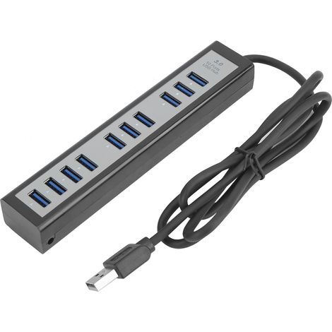 Hub USB 3.0 Toivize 10 ports Noir Compact - Alimentation autonome, puce GL3520, protection intégrée, compatible Windows/Linux/macOS (1/5)
