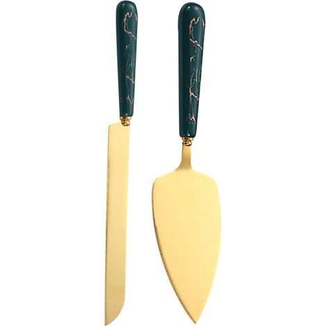 Set de Couteaux et Pelle à Gâteau Acier Inoxydable avec Manche Céramique Outil Pâtisserie Polyvalent pour Découper et Servir Pizza Fromage et Gâteau Maison et Boulangerie Couleur (1/5)